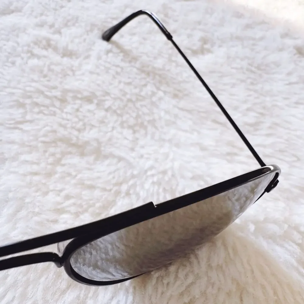 Flynn Black W/ Mirrored Lenses Aviator Sunglasses